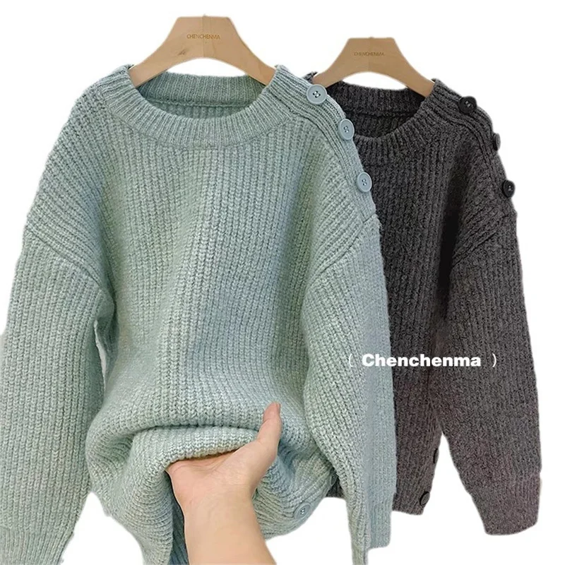 Boys Woolen Sweater Crochet Cotton Windbreak 2024 Solid Plus Thicken Autumn Winter Outwear School Warm Children's Clothing