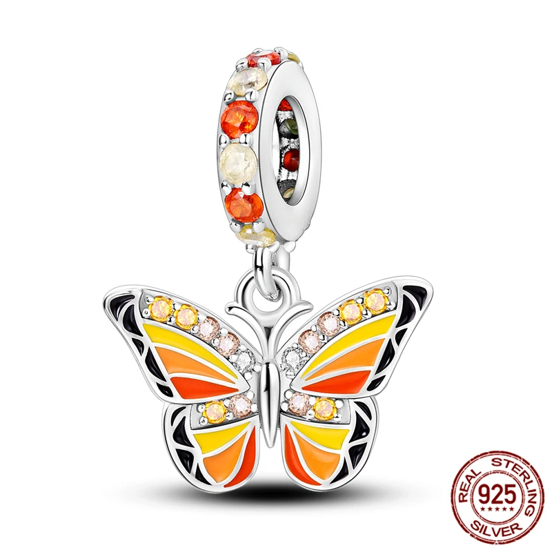 

925 Sterling Silver Butterfly Pendant Beads with Original Bracelet - DIY Women's Jewelry Gift