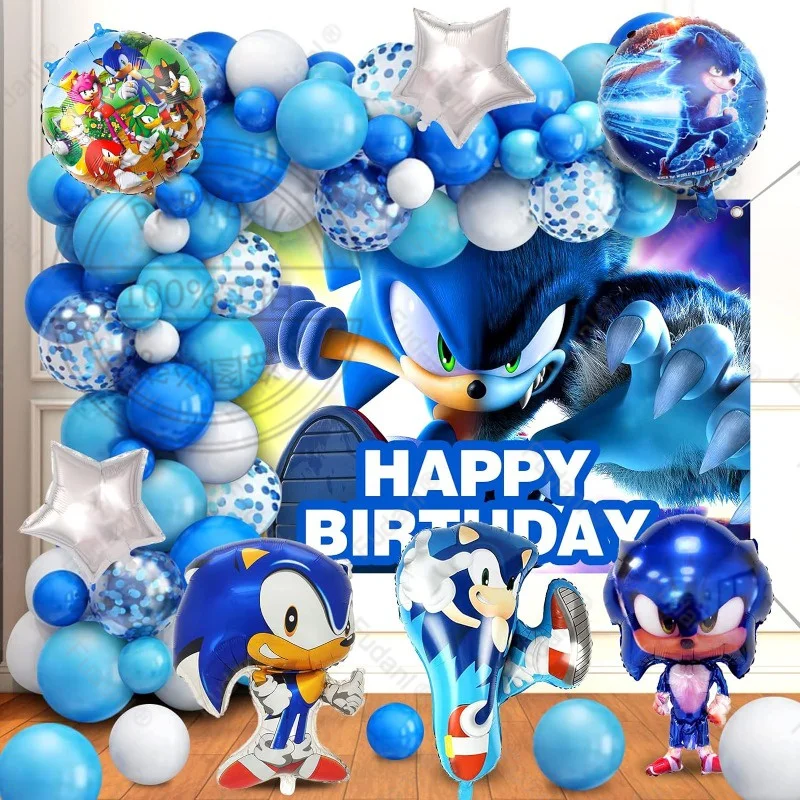 179pcs Red Blue Gold Latex Balloon Set Sonic Theme Children Birthday Bluey Party Decorations Party Decoration Baby Shower Supply