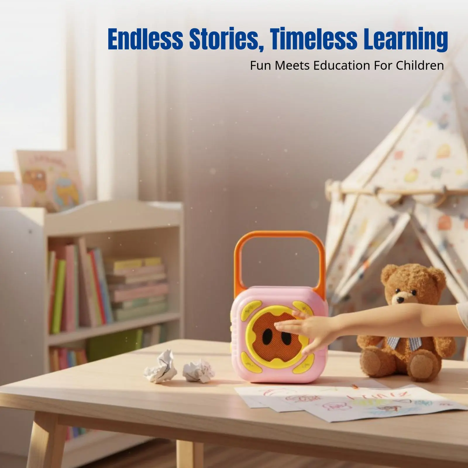 

Детская обучающая машина для чтения историй, устройство для раннего обучения, интерактивный проигрыватель стихов, портативный, с большим объемом памяти, для малышей