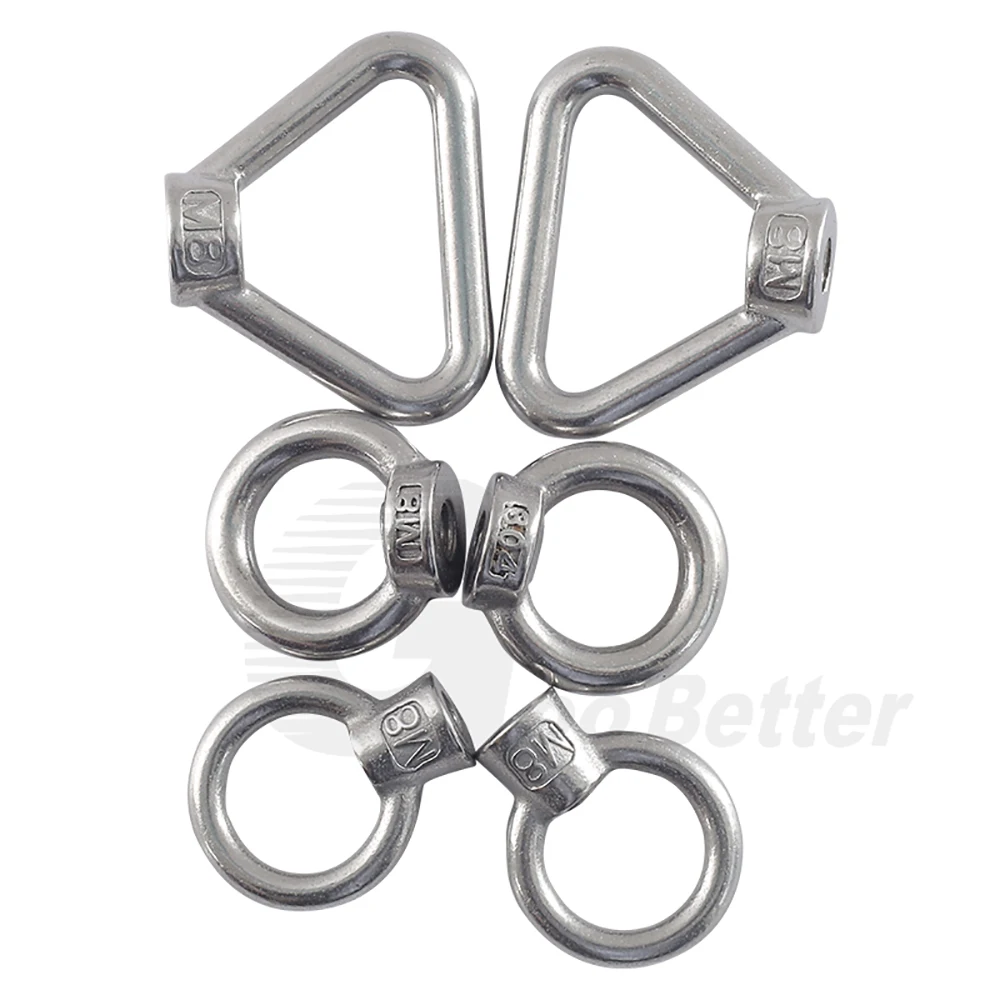 

1Pcs Lifting Eye Nuts M3 M4 M5 M6 M8 M10 M12 M14 M16 M18 M20 M24 304 Stainless steel Circular/Triangular Hand Tighten Eye Nuts