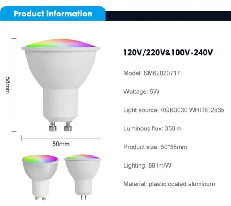 GU10/MR16 Zigbee Smart LED Christmas Dj Lights RGB CW Audience 5W Dimmable EWelink Control Work Via Alexa Google Home Smartthing