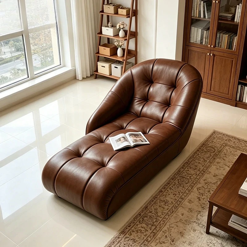 Bedroom leather chaise longue balcony small sofa study chaise longue single sofa bed tail chaise longue sofa