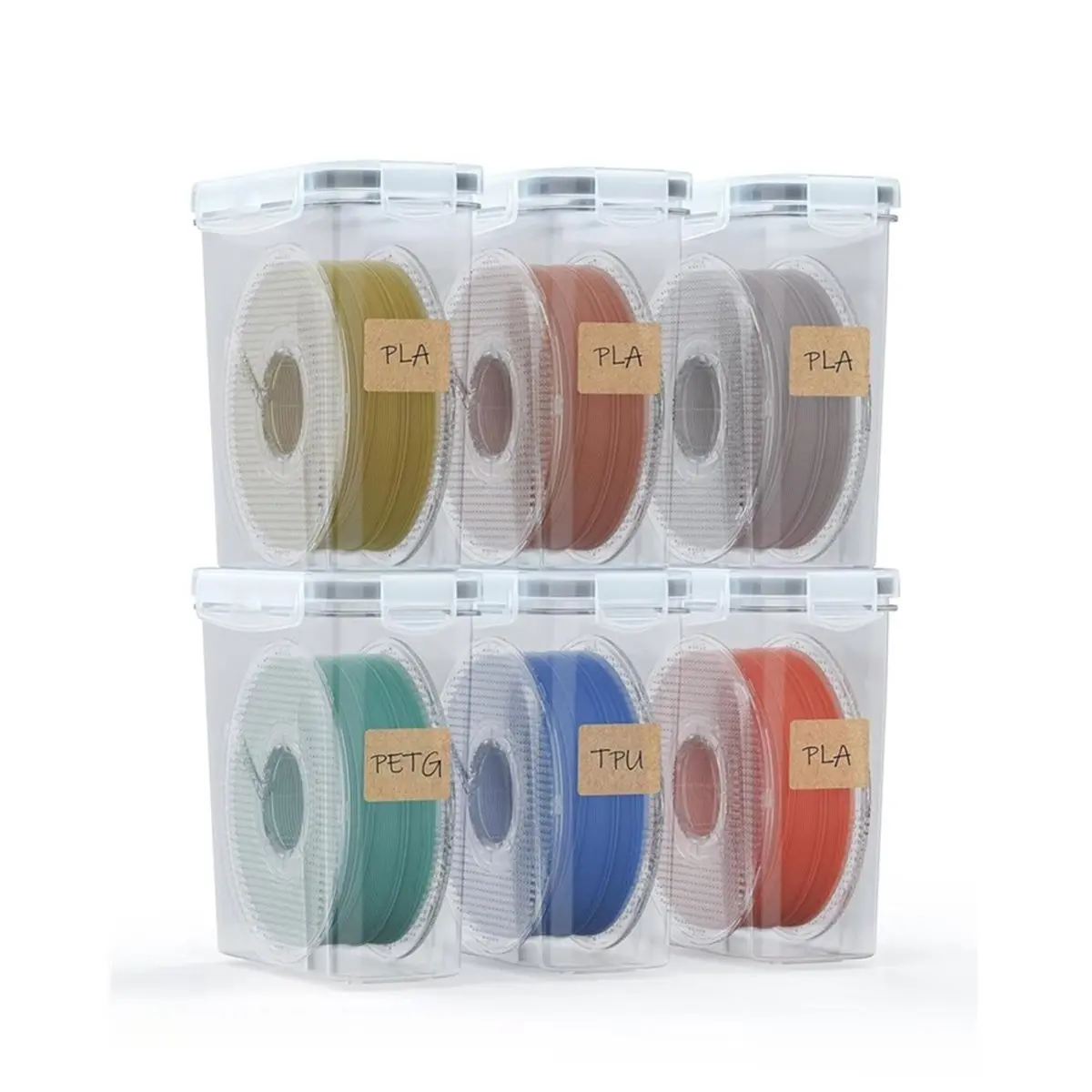 L70A Filament Storage Box - 6 Pack Filament Container for 3D Printing Sealing and Protection - Portable Storage Box for Home