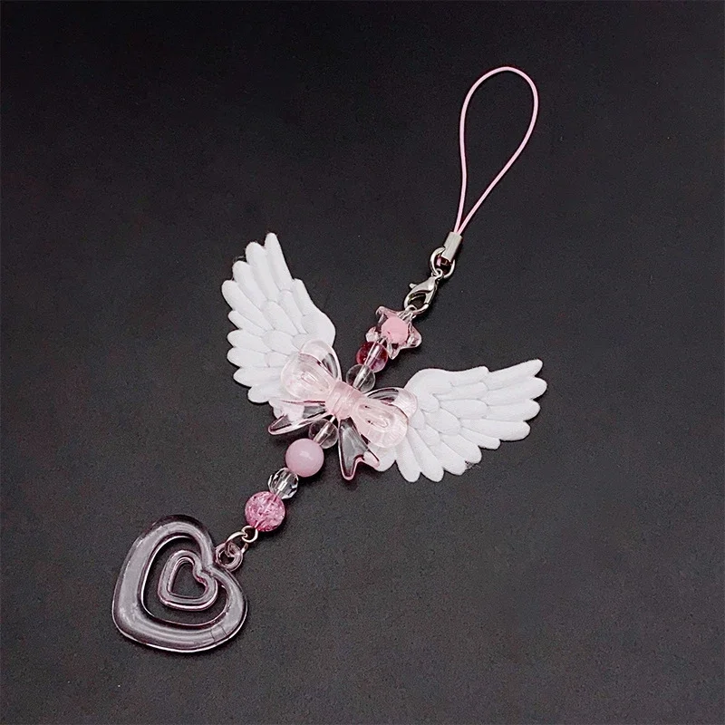 Lovely Wings Bow Heart Mobile Strap Phone Pendant Chain For Girls Women Fashion Sweet Keychain Bags Decorative Accessories Gifts image 3