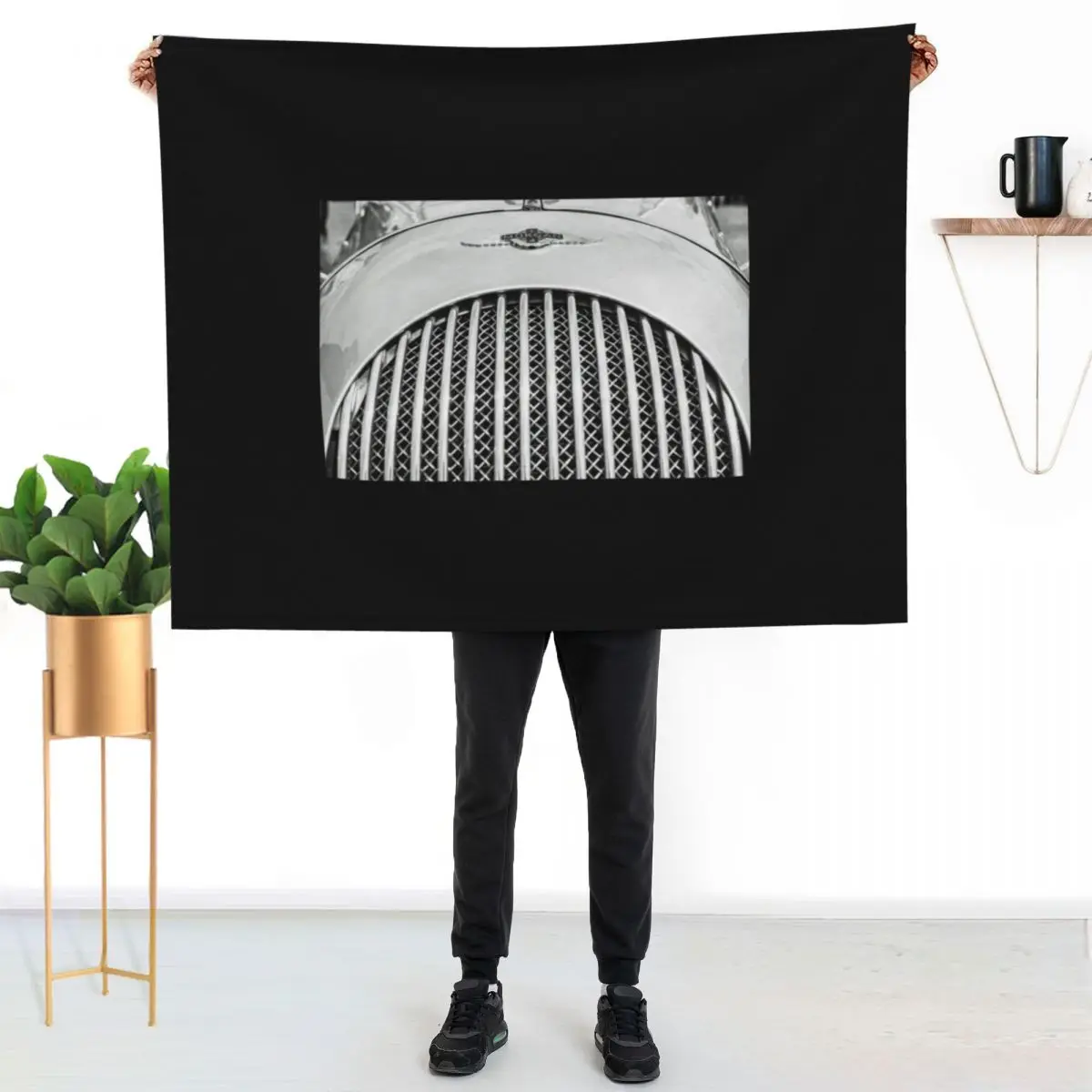 The Silver Front Grille of a Morgan Plus 4 Throw Blanket Decorative Beds Comforter Sofa Quilt Cute Blankets