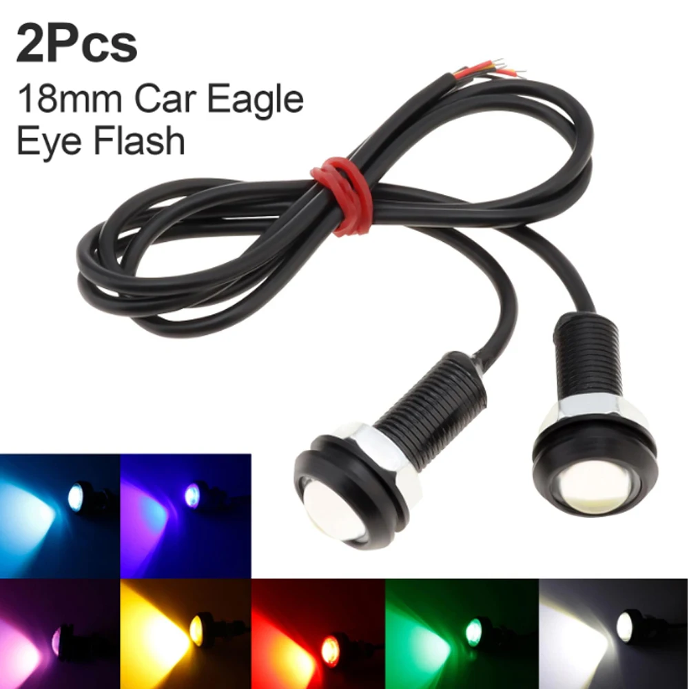2Pcs 18/22/23mm Car Eagle Eye Led 12v Flash DRL Daytime Running Lights 9W LED Backup  Reversing Parking Signal Lamps Automobiles