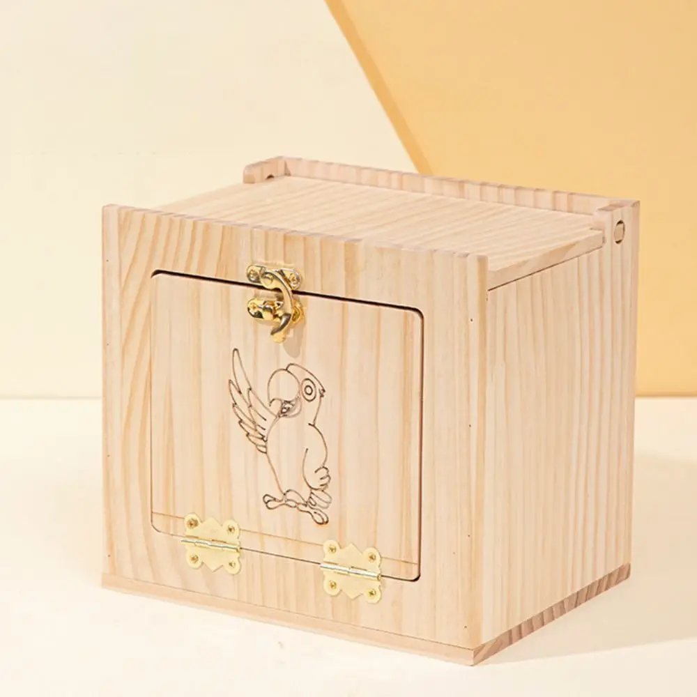 

Practical Wooden Parrot Breeding Box Wall Mount with Window Bird Breeding Nest Warm Parrot Shelter Stand for Bird Cage