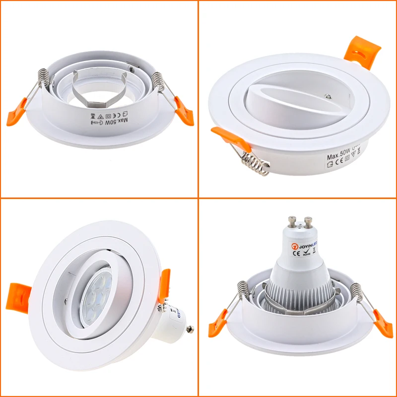 Aluminum GU10 MR16 Downlight Holder Fixture Frame Square Led Adjustable LED Ceiling Spot Light Frame Led Ceiling Light Fixtures
