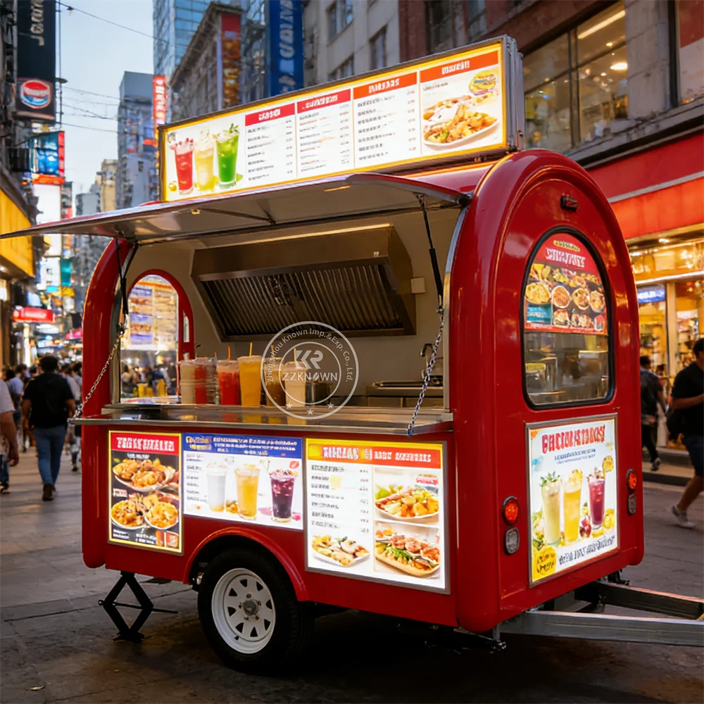 

Street Fully Equipped Concession Trailer Ice Cream Coffee Vending Trailer Mobile Food Truck With Full Kitchen