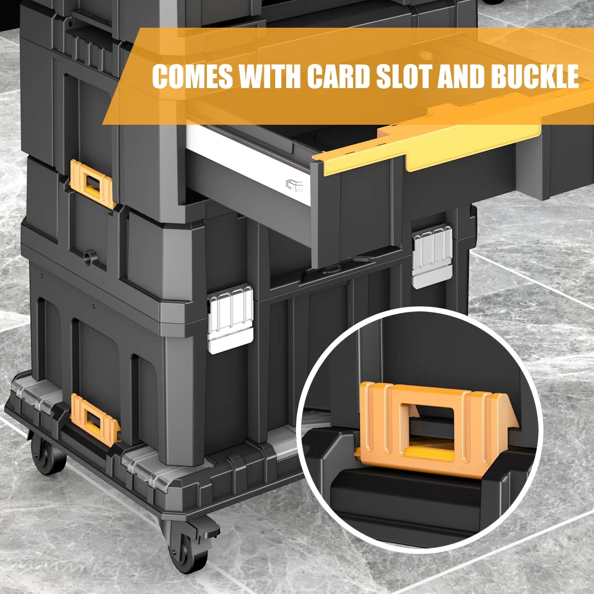 AIRAJ Stackable Modular Combo Toolbox Set -Portable Combo ToolBox with Wheels for Space-Saving Modular Assembly & Easy Mobility!