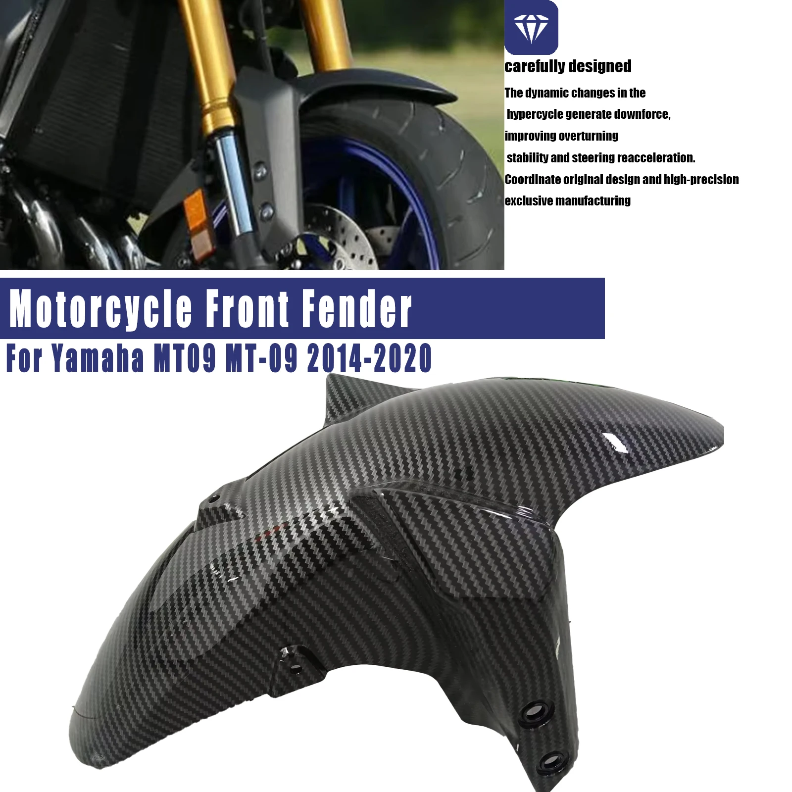 

Motorcycle Front Wheel Fender Mudguard ABS Fairing Accessories ABS Carbon Paint Splash Mud Guard For YAMAHA MT-09 FZ09 2014-2020