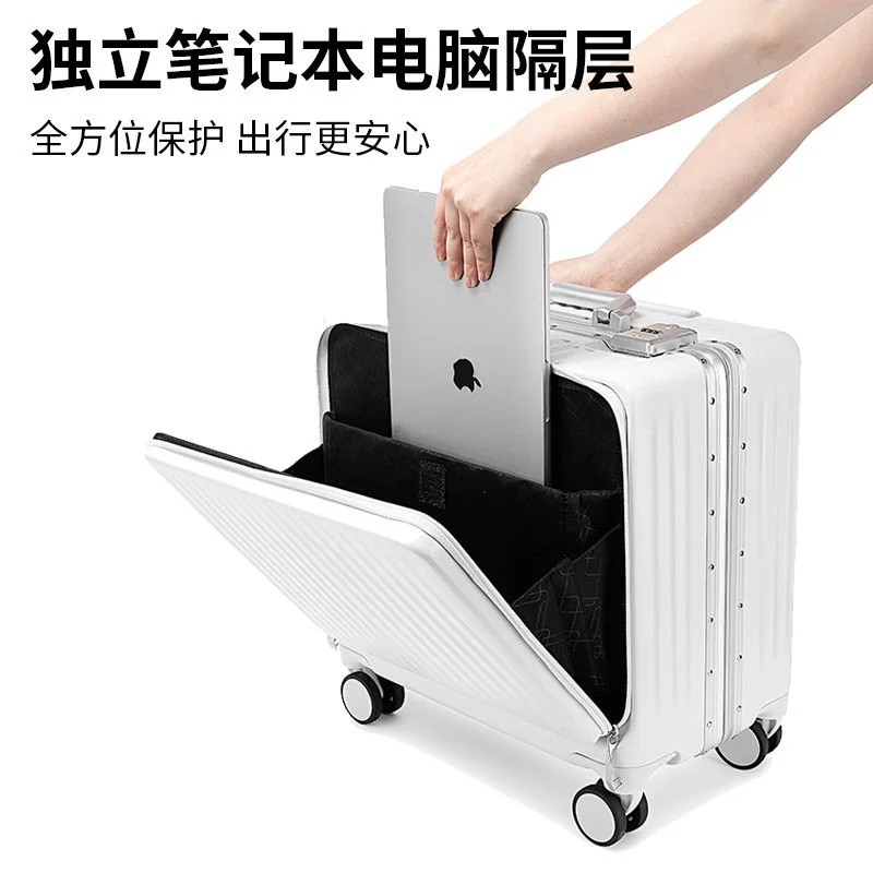 Carry On Suitcase Women 18 Inch Rolling Luggage Mini Password Box Men Aluminum Frame Elegant Universal Wheel Rolling Luggage Bag