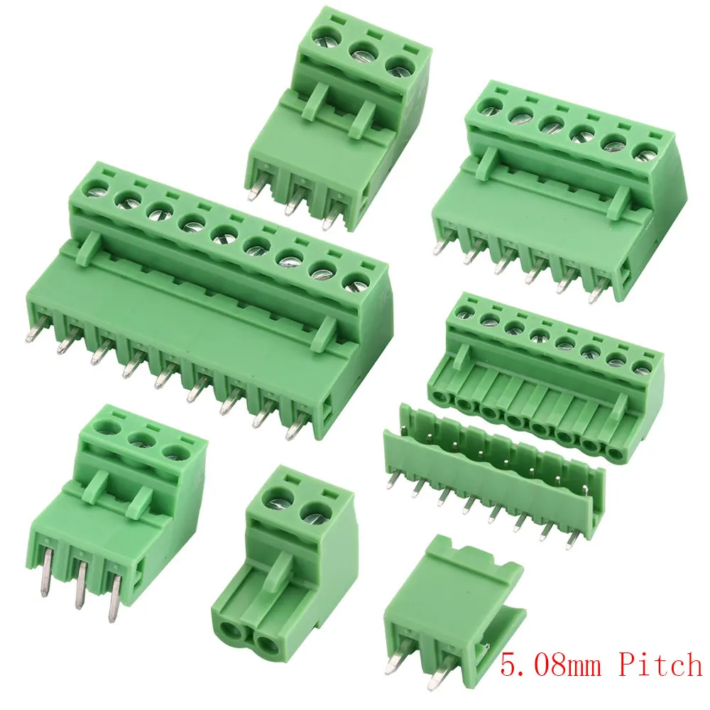 10Sets KF2EDG 5.08mm Pitch PCB Screw Terminal Block 2P 3 4 5 6 7 8 9 10P 12Pin Male Plug Female Socket Pin Header Wire Connector
