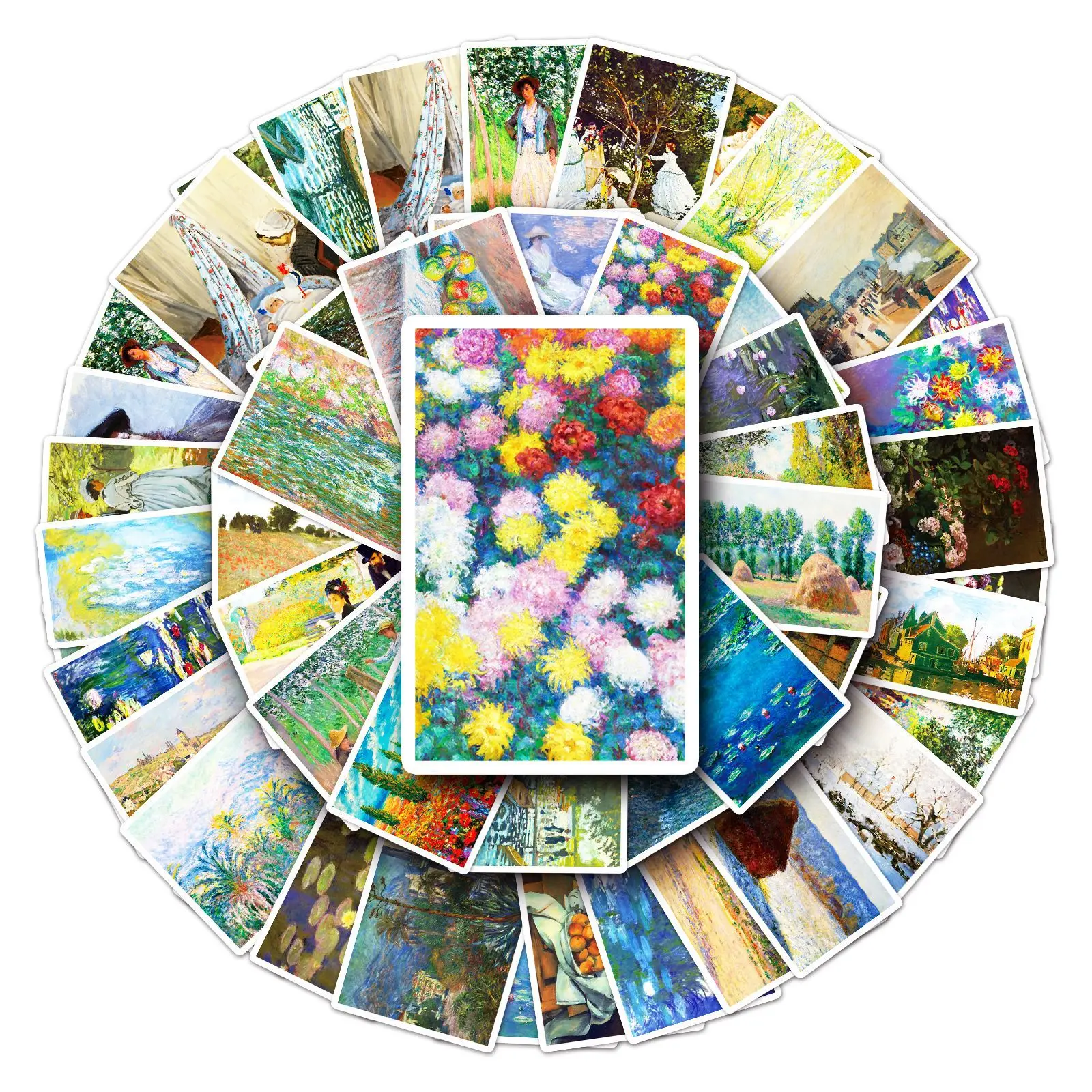 50PCS Claude Monet Painting Cartoon Stickers Creative Graffiti Decoration DIY Kids Toys Laptop Guitar Car Bike Skateboad Decals