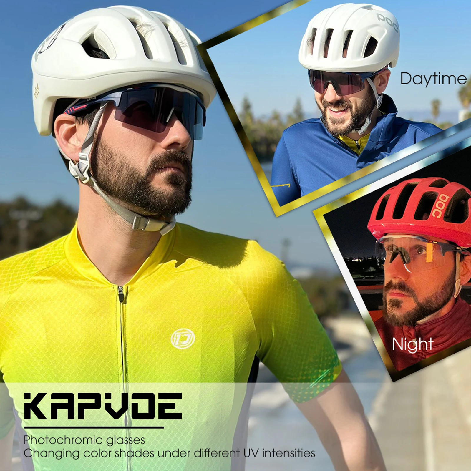 Kapvoe Man Polarized Cycling Sunglasses Woman Bike Cycling Glasses Outdoor Sports Glasses MTB Bicycle Eyewear UV400 Goggles