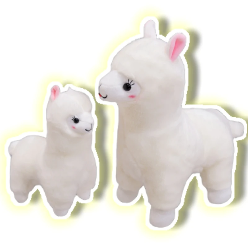 Muñeco de peluche de Alpaca de simulación para niños y niñas, muñeco de Alpaca de PIE BLANCO, decoración de dormitorio, sofá, regalos de cumpleaños, 25 cm, 35cm