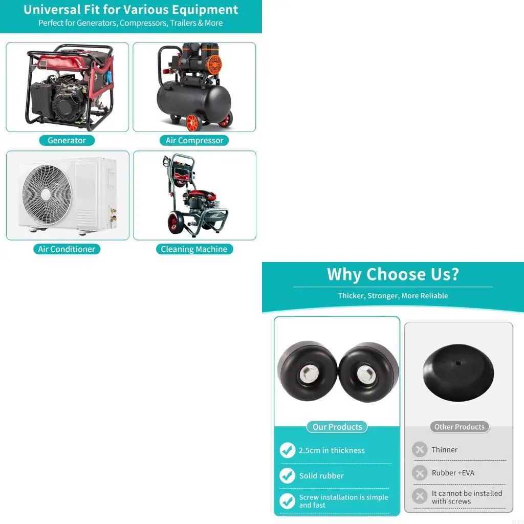 

D08D Pack of 4 1x2.5"Shock Absorbing Feet Heavy Duty Rubber Shock Pads Absorb Impacts