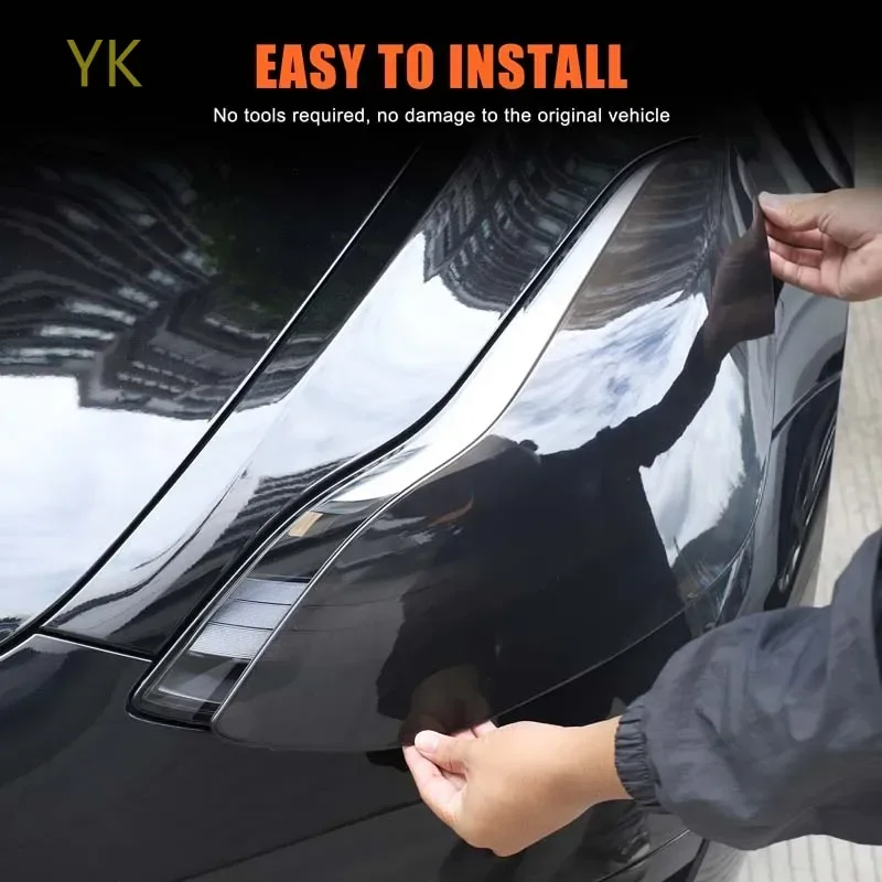

For Tesla Model 3 Y 2027-2022 ABS Smoked Black Car Headlight Shell Headlight Cover Decorate Car Accessories