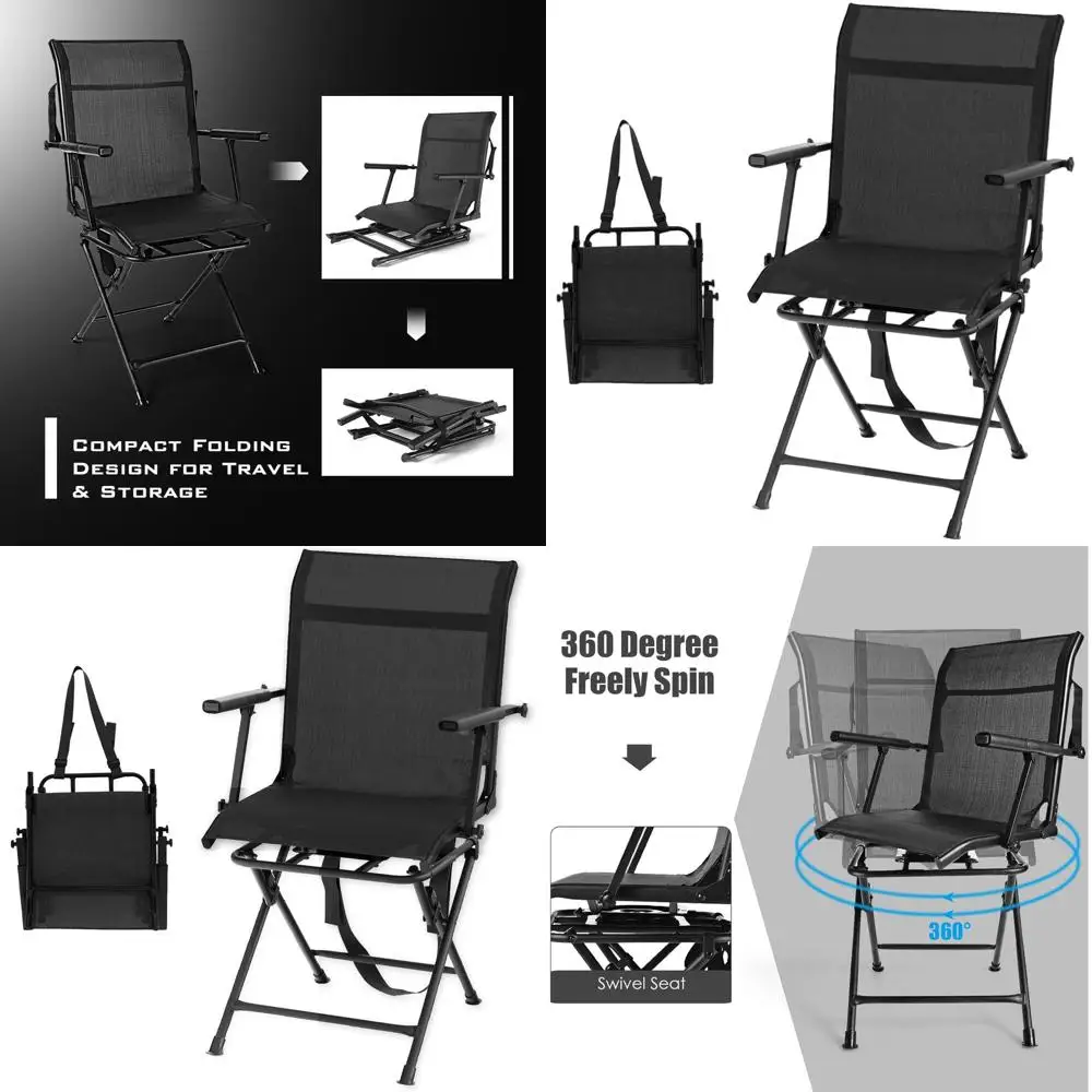 

Portable 360° Swivel Hunting Seat with Handle, 330 lbs Weight Capacity, Waterproof and Silent for Hunting Blinds