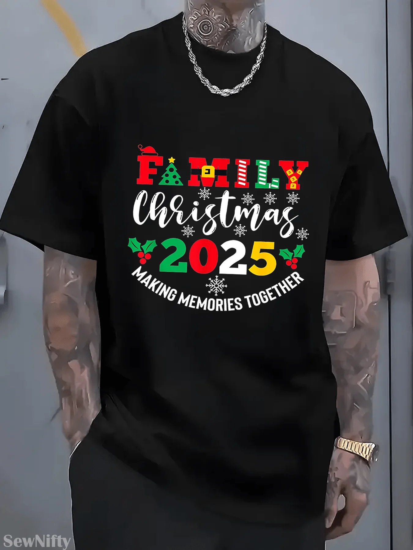 Matching Family Christmas Shirts for 2025, Featuring a Team-Themed Group Tee. This Street-Style Short Sleeve T-Shirt Offers a Co