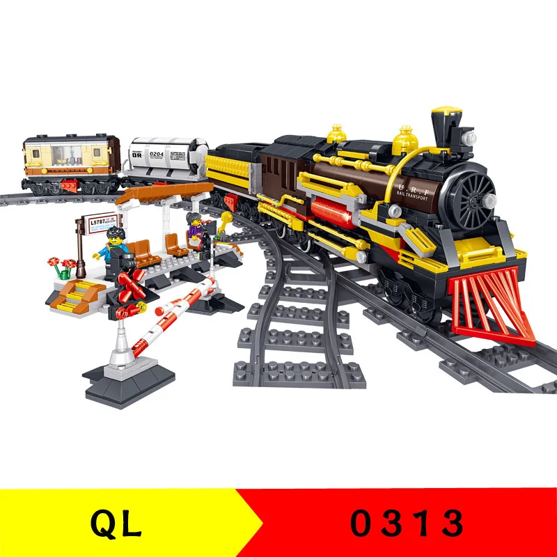 Zhegao Qunlong QL0313 Building Blocks Persond Steam Rail Train Series Puzzle Assembly Children's toys