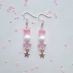 Kawaii cute pastel pink earrings pastel trendy boho earrings
