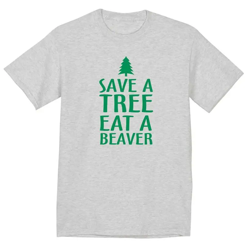 تي شيرت رجالي كبير وطويل القامة قميص مضحك للرجال حفظ شجرة أكل سمور