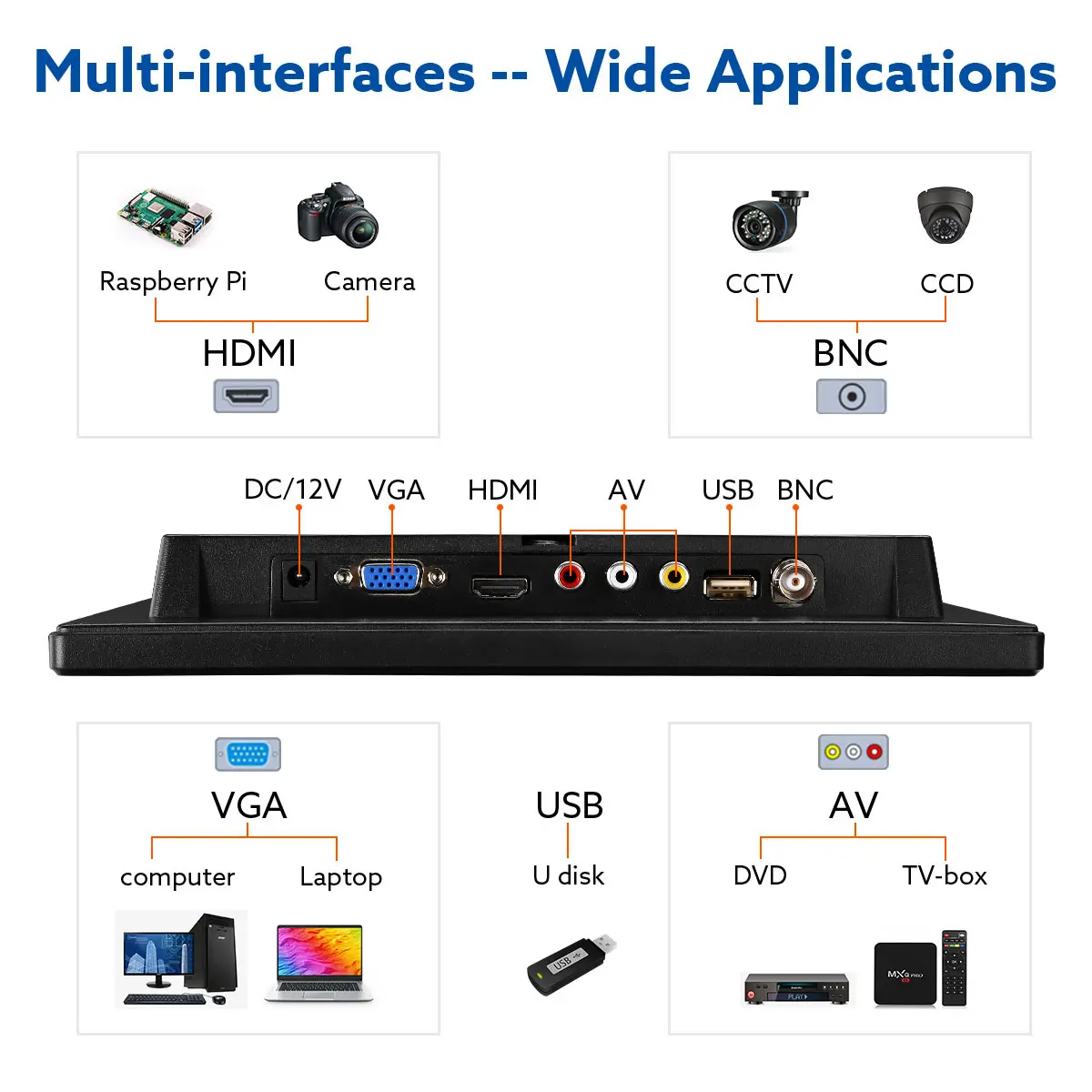 Eyoyo 10 Cal Monitor wyświetlacz HDMI ekran LCD z podstawą obsługa AV VGA wideo BNC wejście do CCTV DVD DVR mały telewizor z głośnikiem