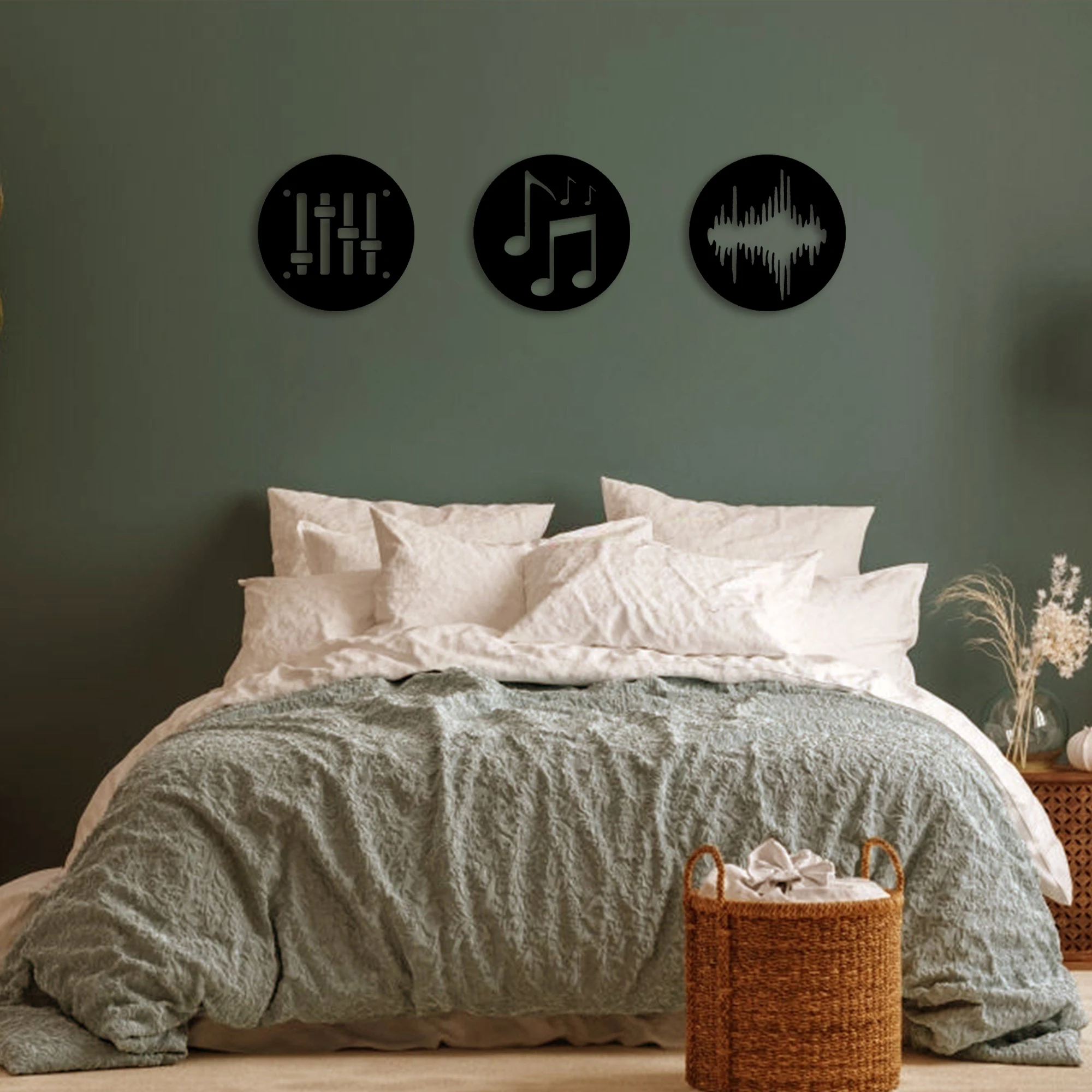 3pcs Black Wood Music Wall Hanging Decoration Equalizer Music Note Sound Wave Sign Suitable for Music Room Music Party