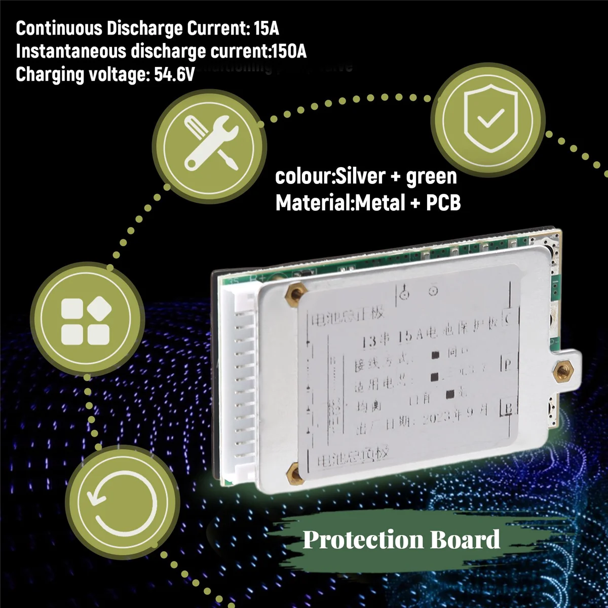 Carte de protection de batterie lipolymère Eddie Ion, carte PCB avec dissipateur thermique pour vélo électrique, EScooter, 13S, 48V, 15A