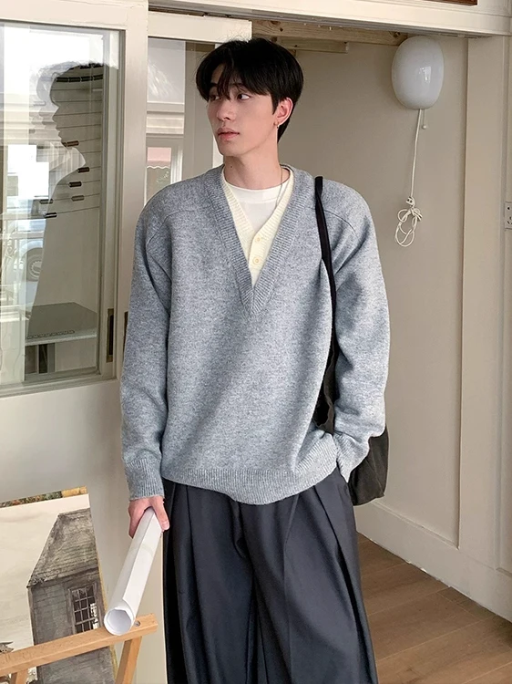 

Мужской вязаный свитер Design Sensation, искусственный двухсекционный винтажный воротник, осенне-зимняя верхняя одежда, удобный средний мягкий трикотаж...