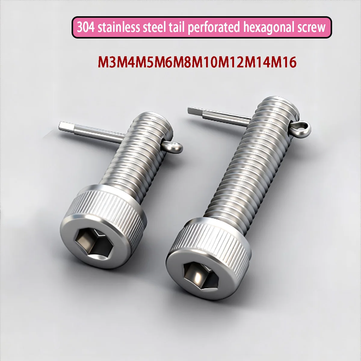 304 Stainless Steel Hex Socket Cup Head Screws with Hole - Cotter Pin Included Perforated Bolt Set M3-M16