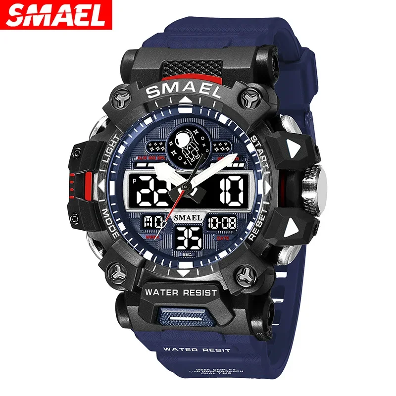 NEW SMAEL Double Affichage Hommes Montres Étanche Montre De Sport Militaire Homme Alarme Chronomètre Quartz Montre-bracelet Mâle