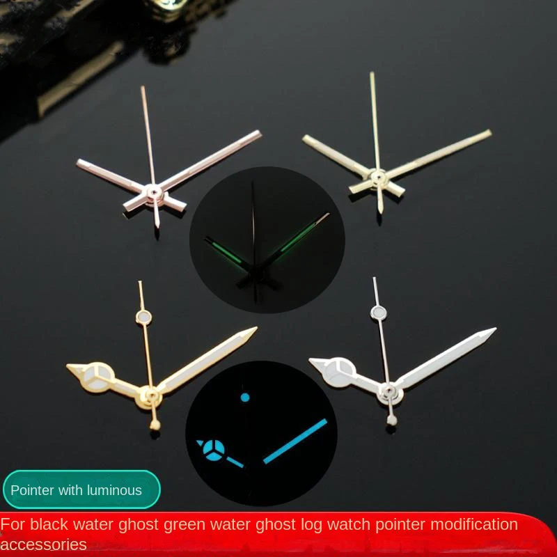 Modified Watch Hands Green Luminous Logbook Needle Silver Gold Rose parts for Rolex Water Ghost Datejust NH35/NH36 Movement