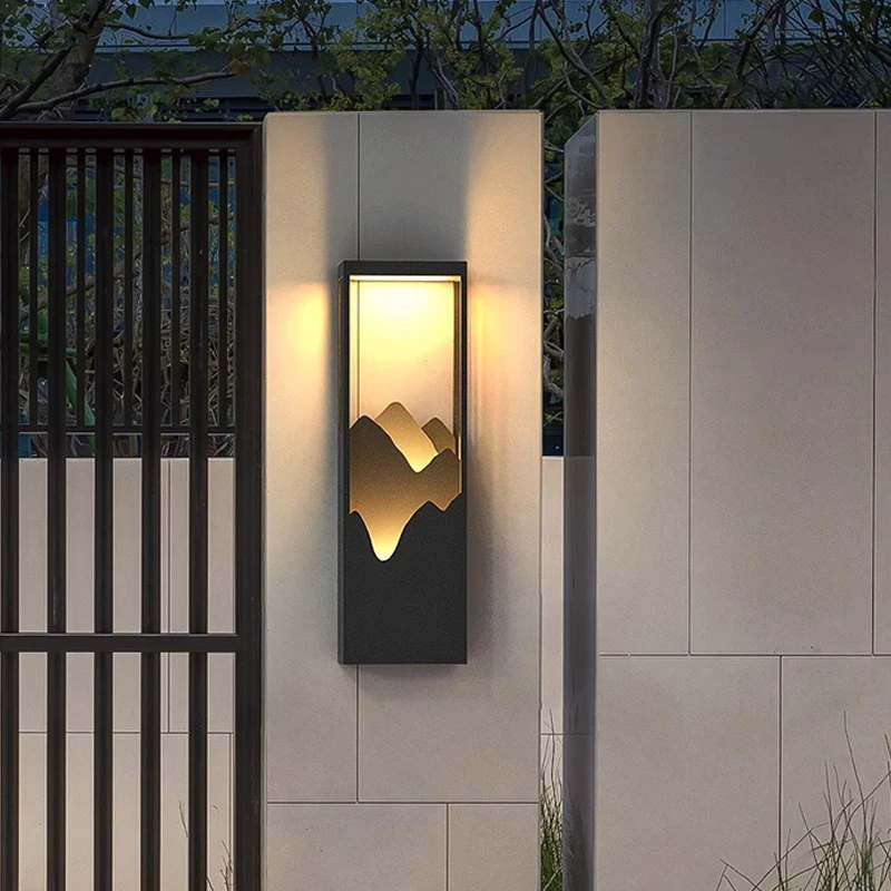 Imagem -03 - Moderno Simples Outdoor Waterproof Wall Lamp Pátio e Jardim Exterior Iluminação Villa Door Post Montanha Lâmpada de Parede