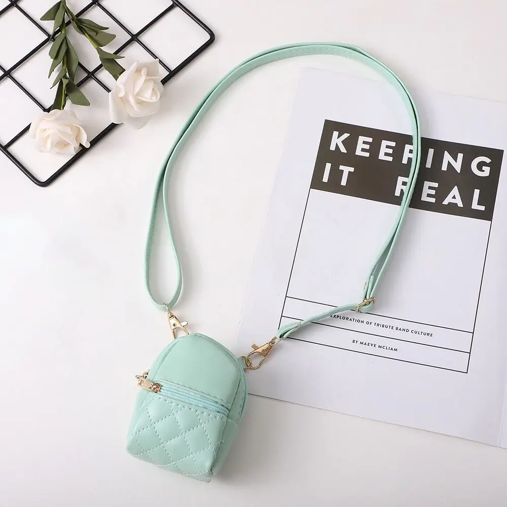 New Mini Coin Purse PU Leather Solid Color Crossbody bag Portable Lightweight Makeup Bag Headset