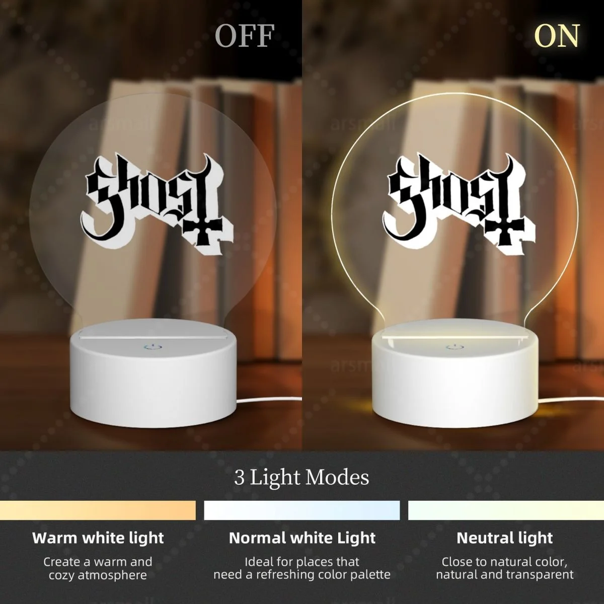 شبح بي سي الفرقة الاكريليك صور مصباح صورة LED ضوء الليل، إطار الصورة، هدية للزوجين، هدية الذكرى السنوية، الديكور الفني #3