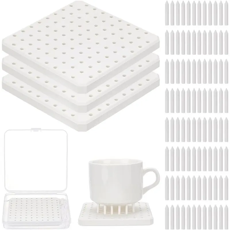 

MOPHE-3 Pack Kiln Refractory Mat With 180 Pcs Kiln Stilts Support Nails For Pottery Studio, Home Kilns,DIY Firing Tool