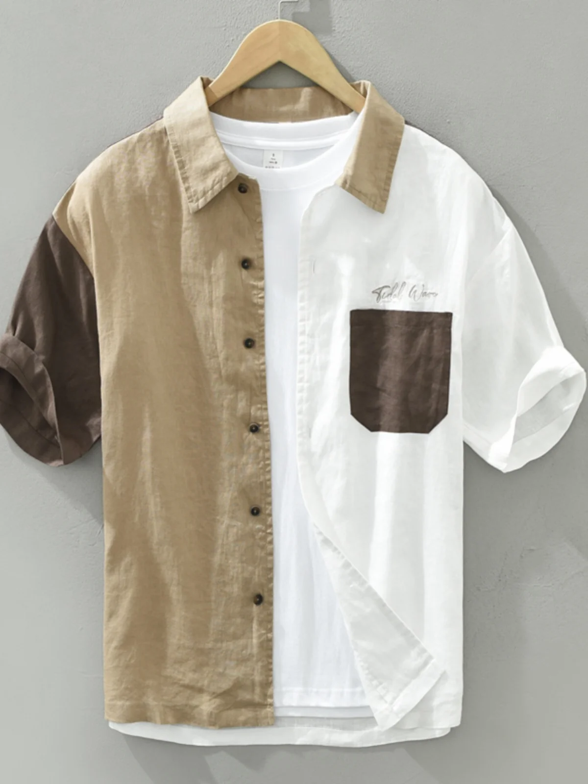 

Японский повседневный свободный хлопок и лен ort Sve irt, мужской винтажный свободный крой из смеси хлопка и льна, модный летний срок службы