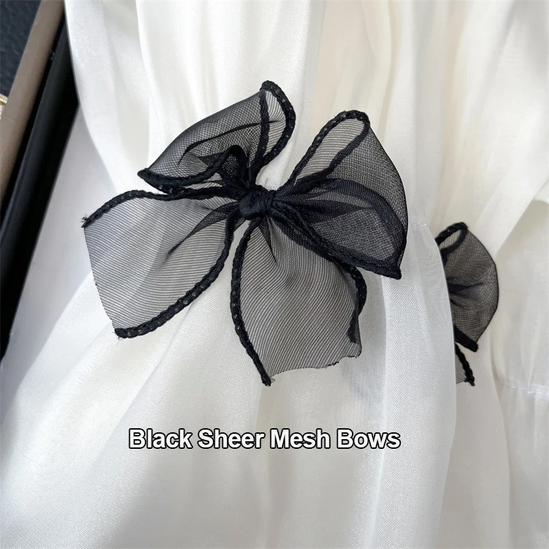 Women UV Protection Arm Sleeves Sheer Bowknot Loose Fairy Style Driving Flared Cuff Kawaii Breathable Thin Daily Wear Arm Covers image 2