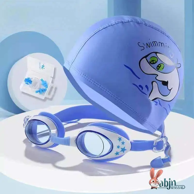 touca-de-natacao-infantil-unissex-com-estampa-de-desenho-animado-confortavel-material-de-tecido-nao-restritivo-protecao-para-os-ouvidos-equipamento-de-natacao-a-prova-d'agua