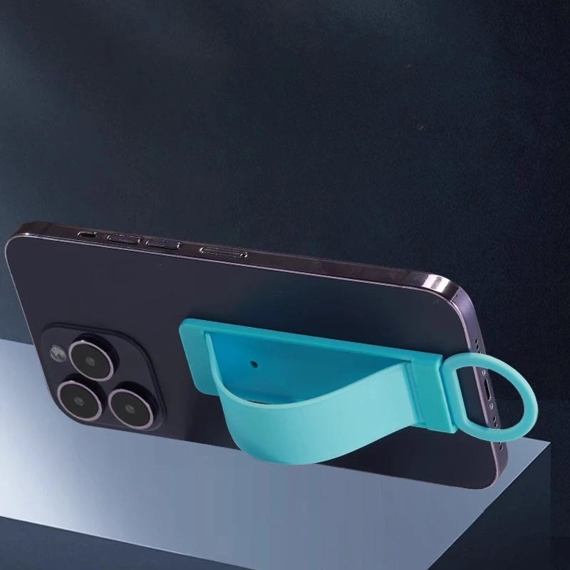 Retractable Phone Grip Stand with Adhesive Base Pull String Phone Holder with Wrist Strap Universal Mobile Phone Kickstand