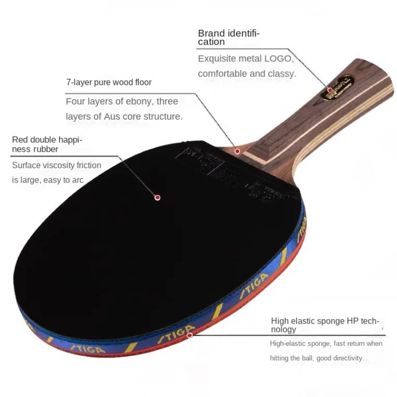 Racchetta da ping pong professionale STIGA Nano Carbon King ebano 7 Metal Standard Pure Wood 7 Layer burning Butterfly