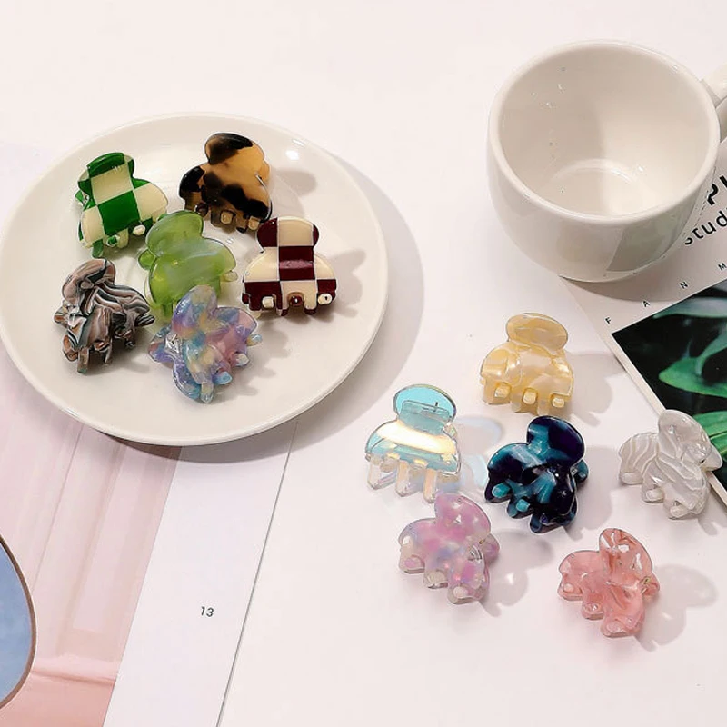 2 шт., мини-2,4 см, ацетатные заколки для волос, боковые заколки в виде акулы, милые, милые, элегантные заколки для волос, женские аксессуары для волос, микс 27 стилей