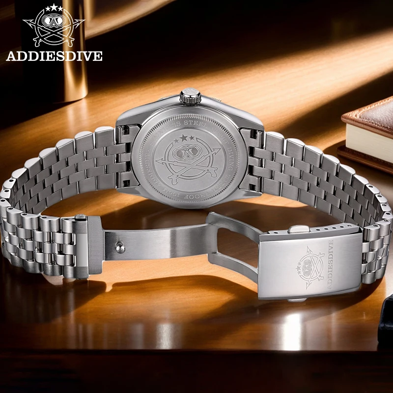 ADDIESDIVE 36mm AD2512 Watch For Men BGW9 Luminous Jubilee Strap 100m Waterproof Sapphire Glass VH31 Movement Quartz Watch Reloj view 5