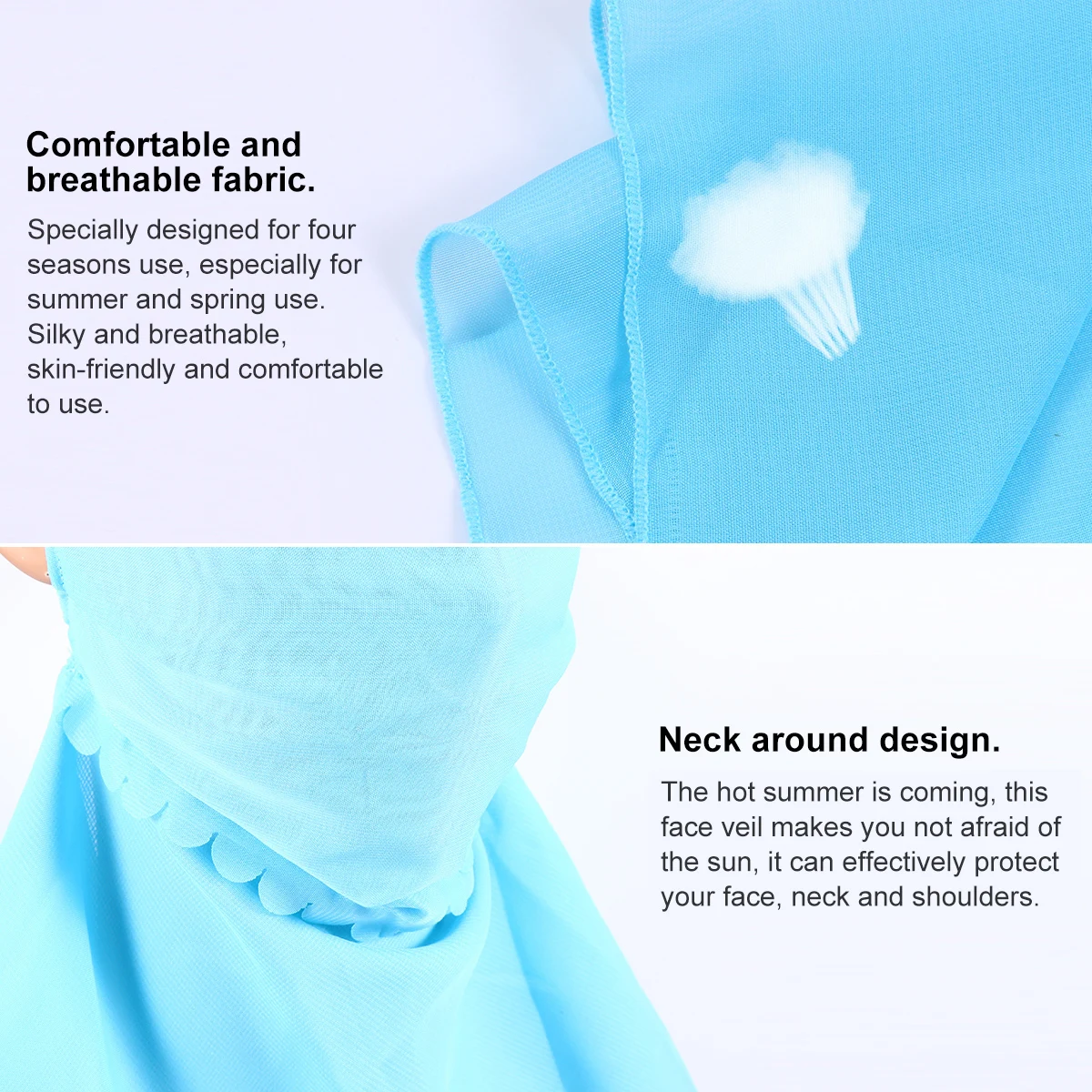 Дышащая солнцезащитная маска для шеи, вуаль для лица, гладкая, приятная для кожи, легкий летний шарф, уличная защита для шеи