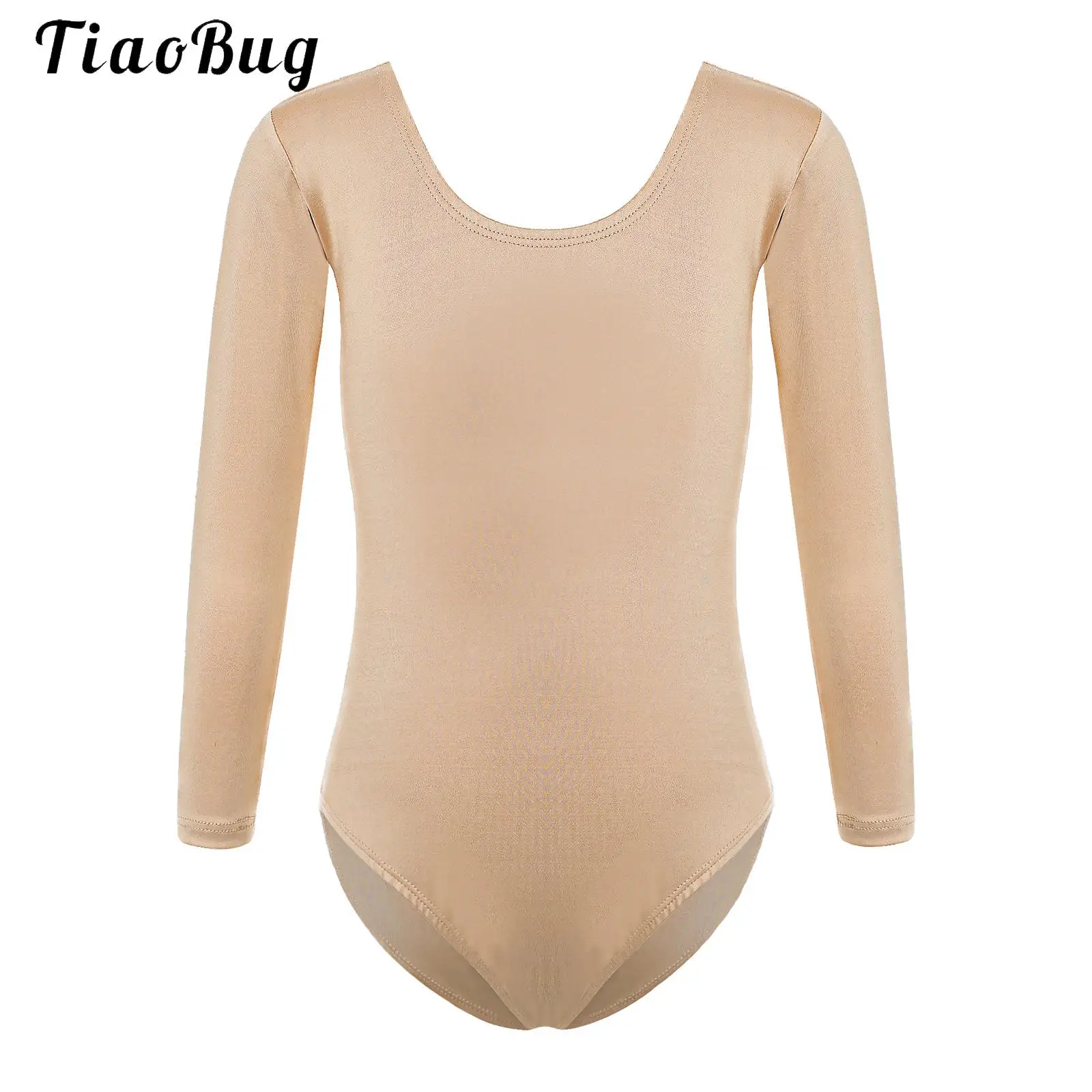 

Kids Girls Long Sleeve Gymnastics Leotard Nude Dance Ballet Unitard Biketard Athletic Dancing Undergarment Bodysuit Dancewear