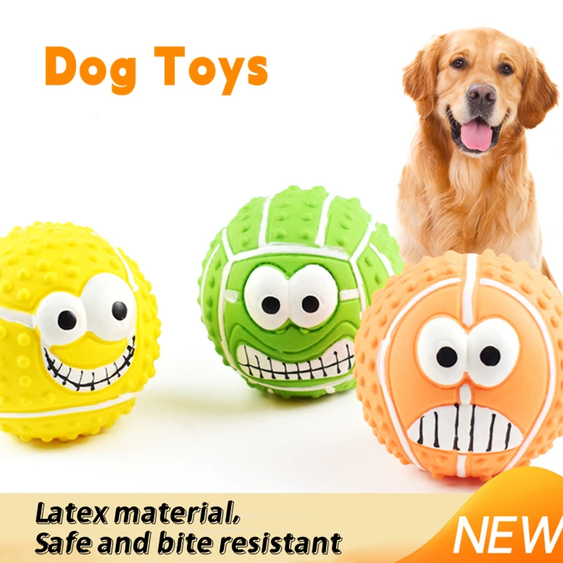 Throwing Balls Pets Cat Dogs Toys Accessories Smile Latex Sounding Toy Squeak Ball Teeth Cleaning Pet Interactive Play Supplies