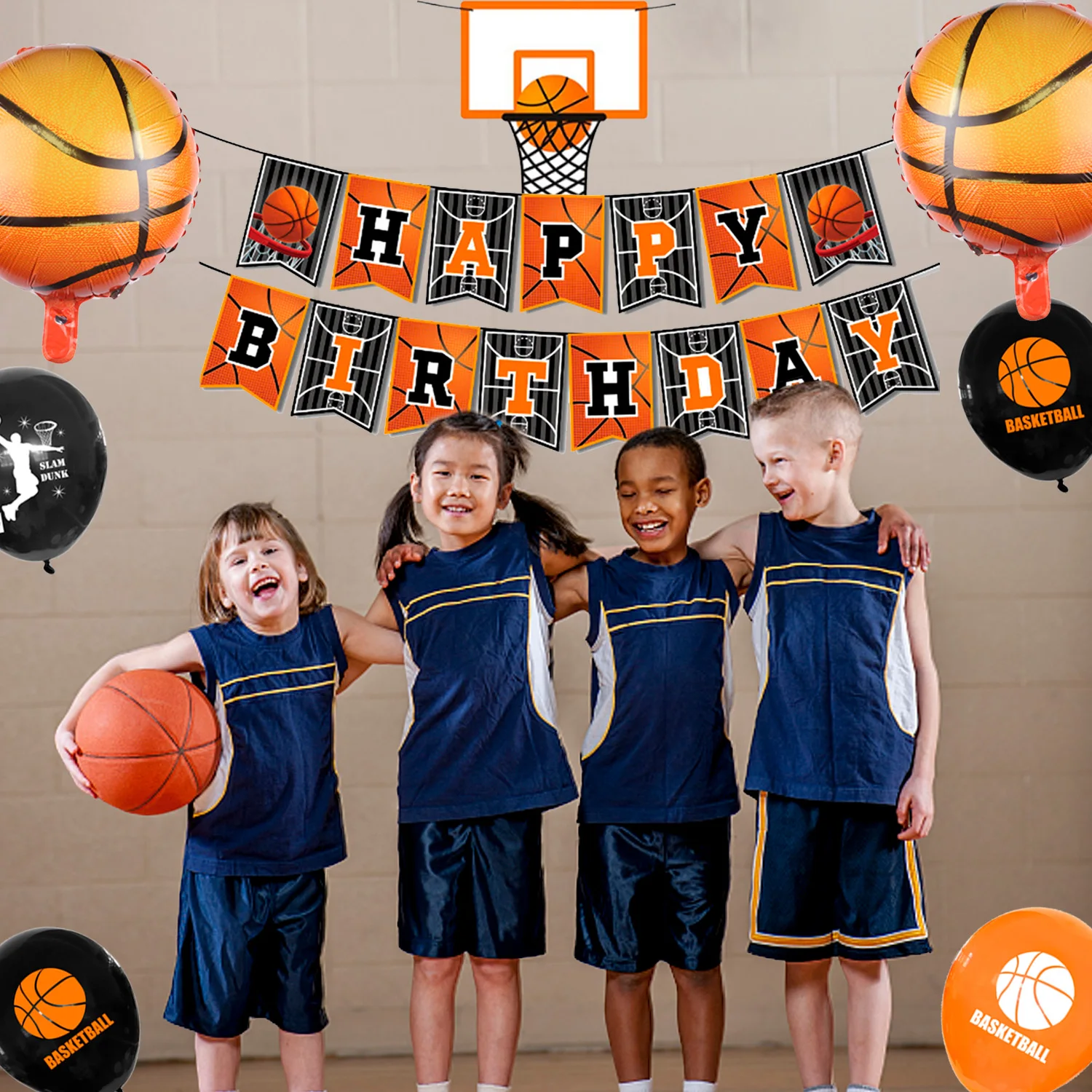Basketbal verjaardagsdecoraties, 98 stuks basketbal feestartikelen en decoraties set - ballonnen banner tafelkleed platen ect